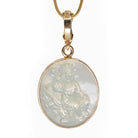 Pale Green Moonstone 23.41 mm Empress Carving 14K Handcrafted Gemstone Pendant - EEO-103 - Crystalarium