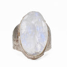 Blue Moonstone 22.94 mm 24 carats Rough Cabochon Sterling Silver Handcrafted Ring - BBO-125 - Crystalarium