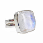 Blue Moonstone 21.03 mm 19.93 carats Square Cabochon Sterling Silver Handcrafted Gemstone Ring - DDO-195 - Crystalarium