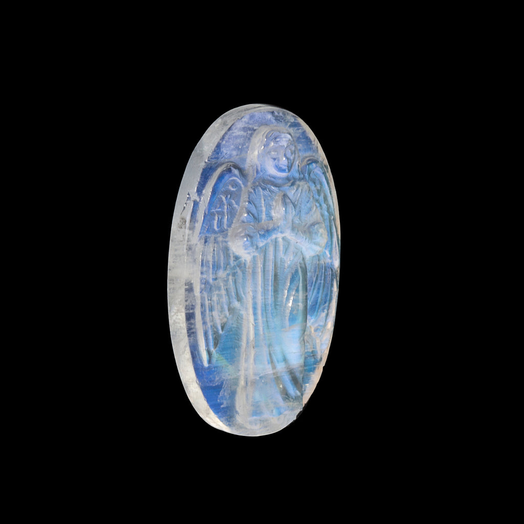 Blue Moonstone 14.5ct 24.3mm Natural Gemstone Angel Carving - JJF-004 - Crystalarium