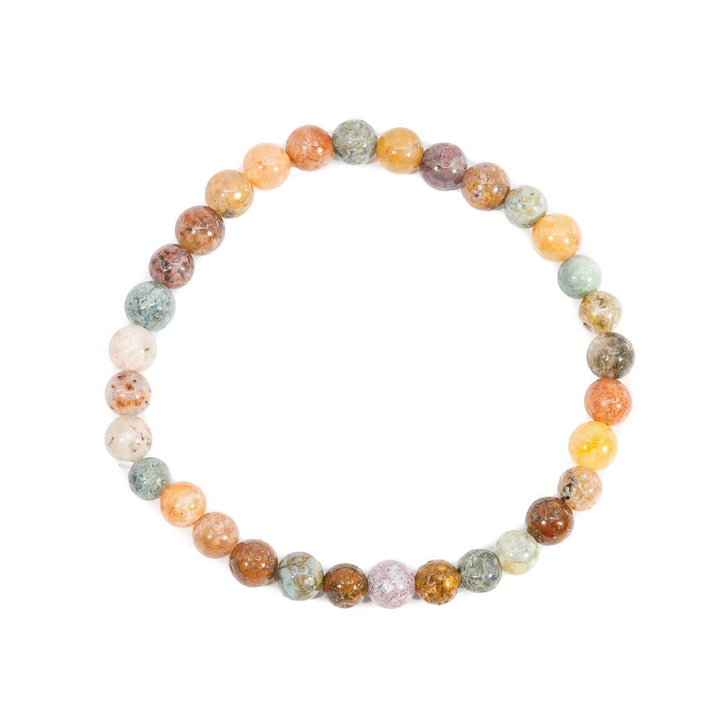 Ocean Jasper 6mm Beaded Bracelet - KKW-003 - Crystalarium