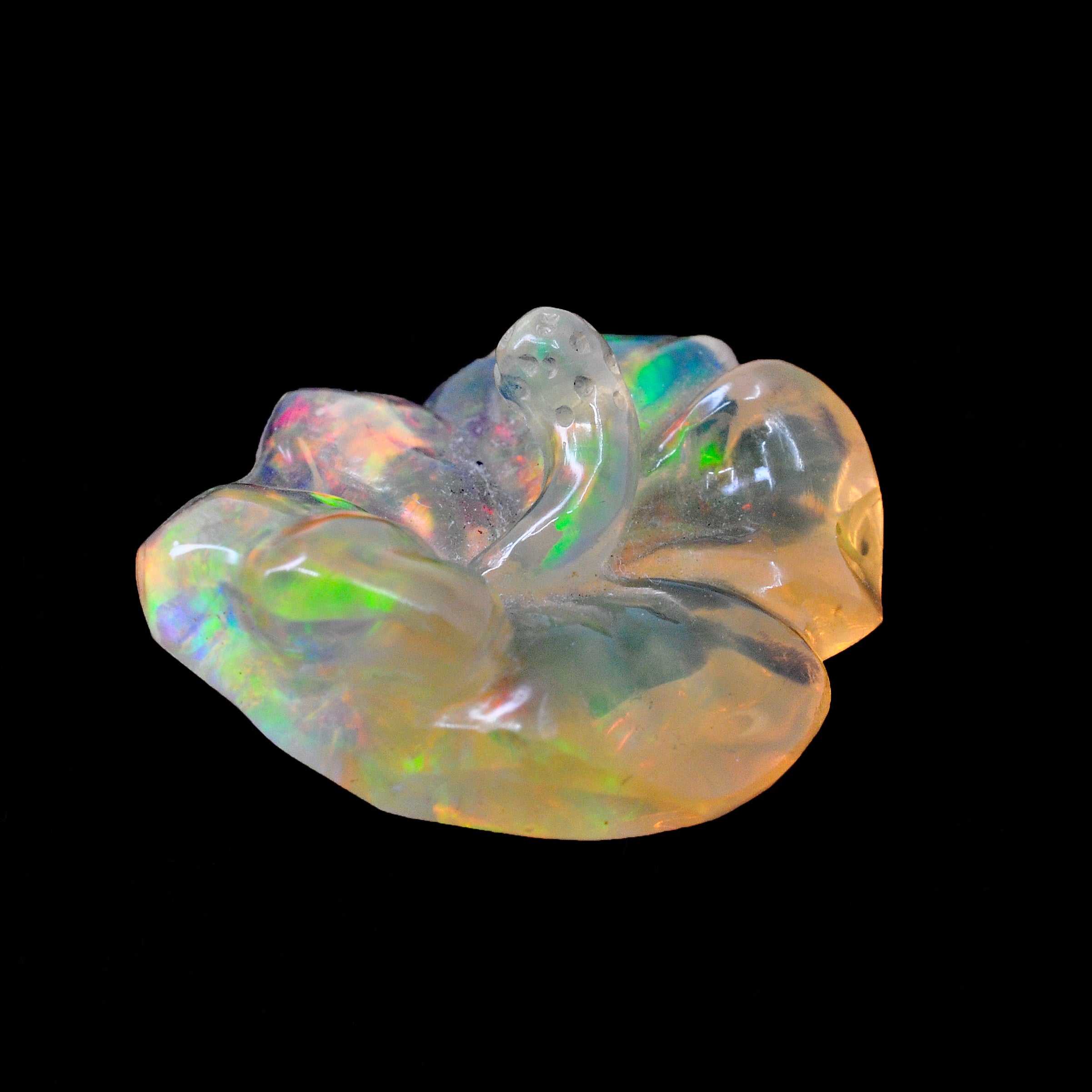 Fire Opal 15.04ct Hibiscus Gemstone Crystal Carving - CCF-030 - Crystalarium