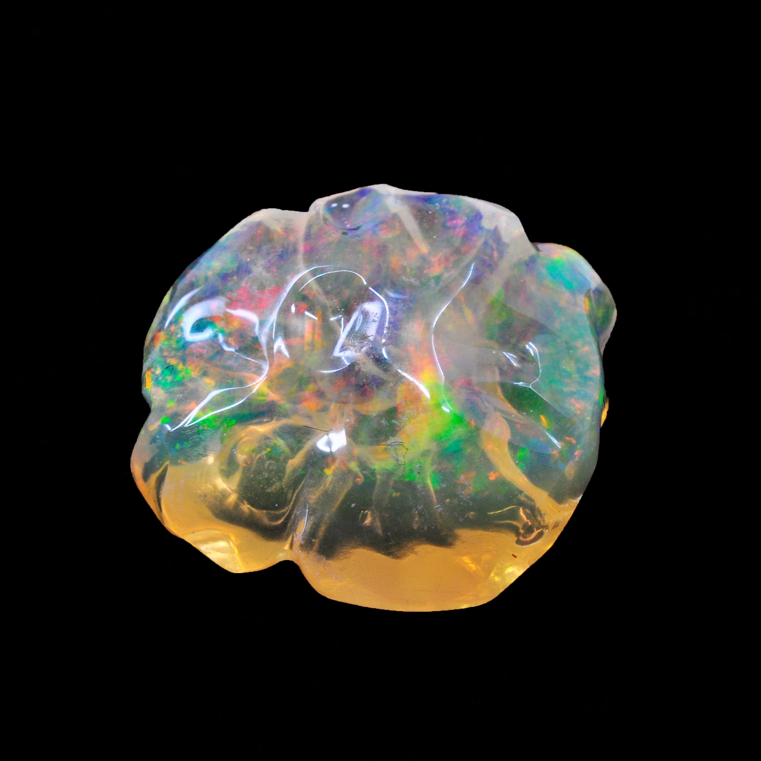 Fire Opal 15.04ct Hibiscus Gemstone Crystal Carving - CCF-030 - Crystalarium
