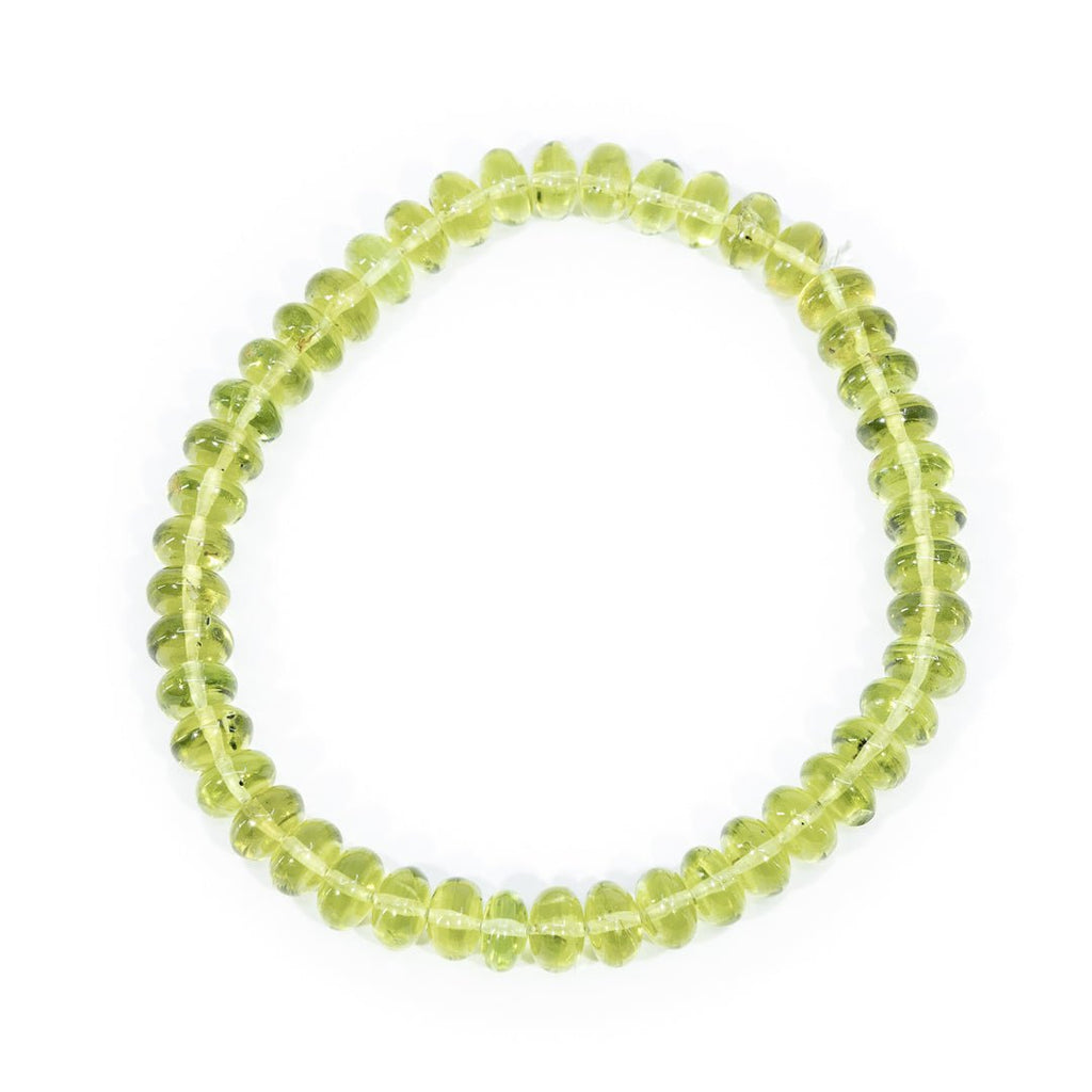 Peridot 7mm Rondelle Beaded Bracelet - LLW-005 - Crystalarium