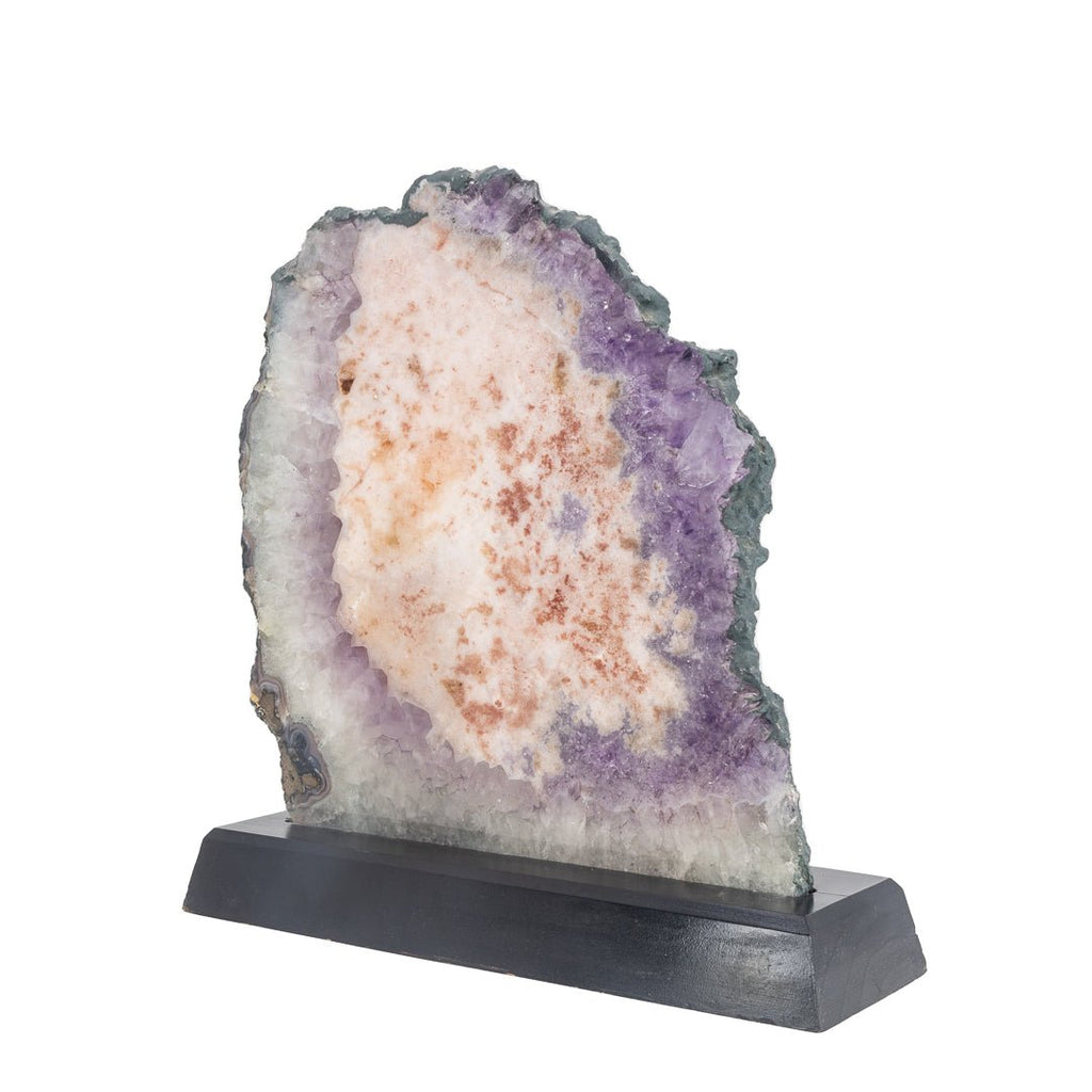 Pink Amethyst 12.75 Inch 9.8lb Polished Crystal Slice on Wood Stand - Brazil - GGH-083 - Crystalarium