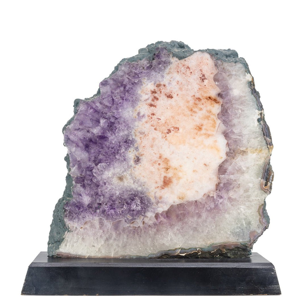 Pink Amethyst 12.75 Inch 9.8lb Polished Crystal Slice on Wood Stand - Brazil - GGH-083 - Crystalarium