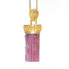 Pink Tourmaline 27.47 Carat Natural Crystal 22k Handcrafted Granulated Pendant - JJO-119 - Crystalarium