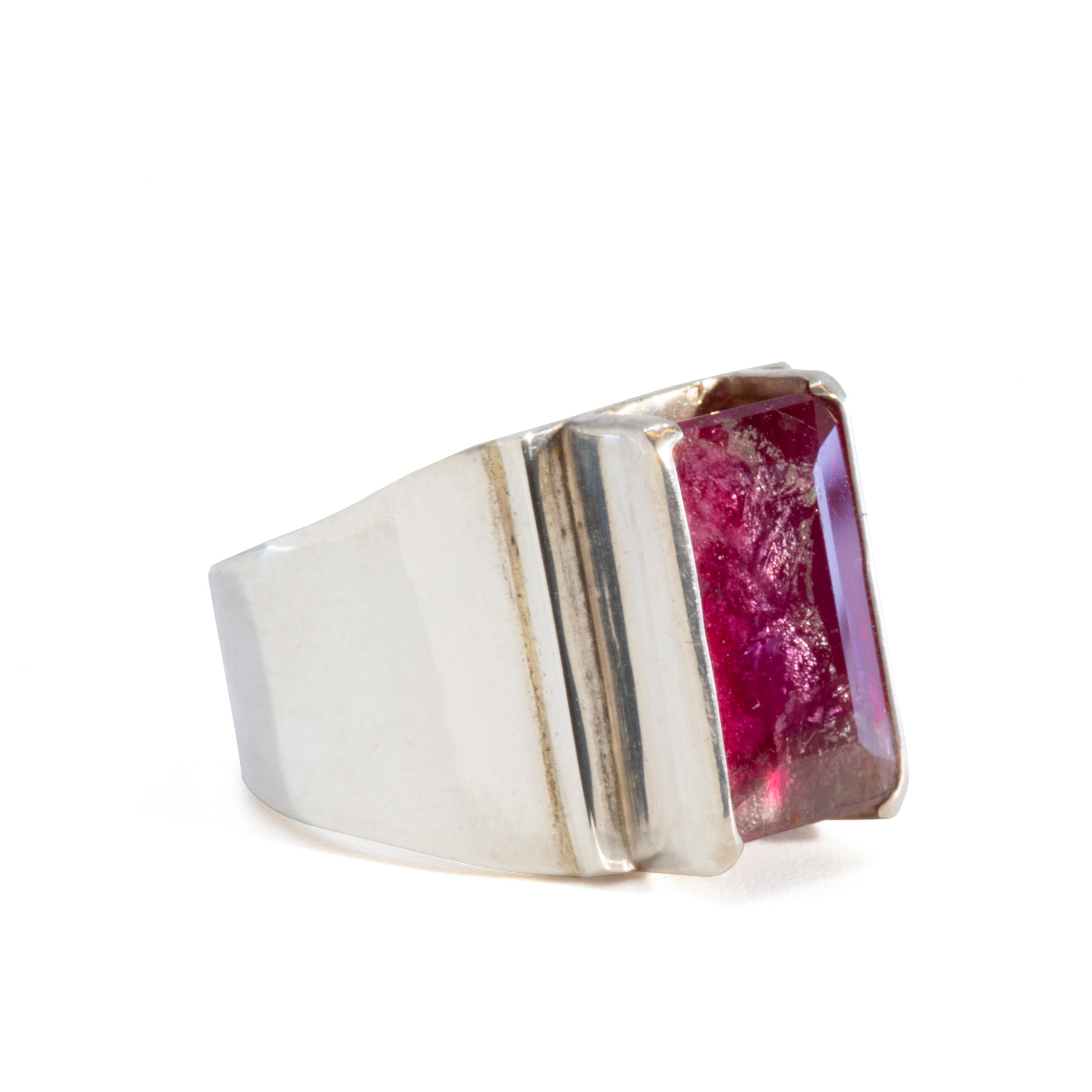 Pink Tourmaline 4.22ct Natural Crystal Sterling Silver Ring - DDO-177 - Crystalarium