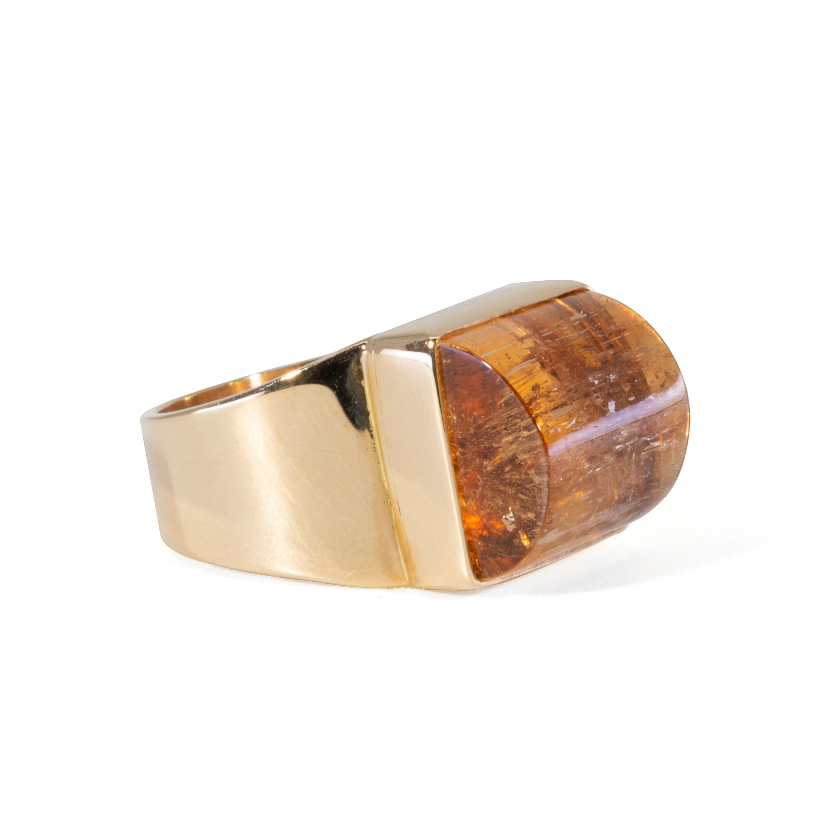 Imperial Topaz 16.56 carat 14k Handcrafted Cabochon Ring - PO-071 - Crystalarium