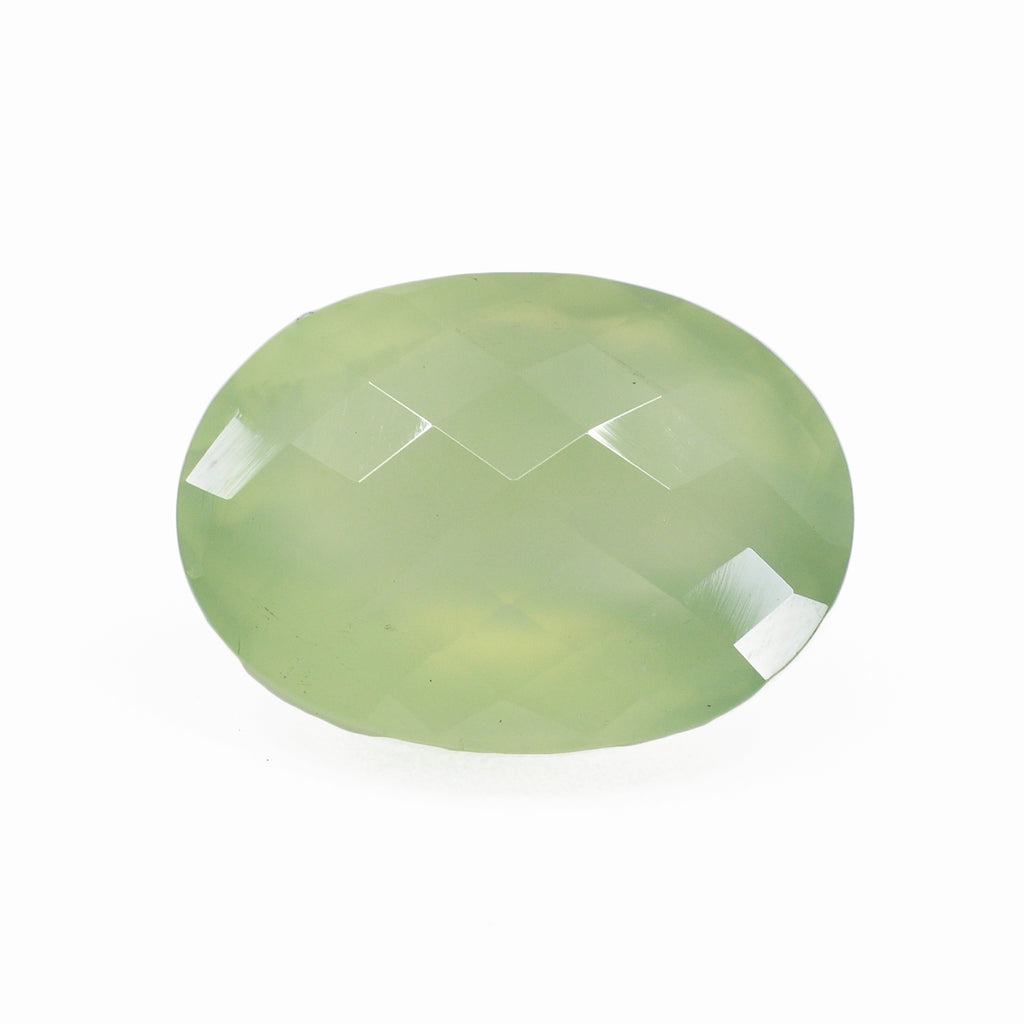 Prehnite 20.11 mm 20.56 carats Oval Rosecut Faceted Gemstone - Burma - 12-029 - Crystalarium