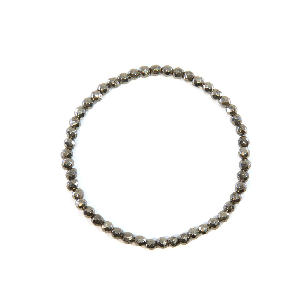Pyrite Faceted 4mm Beaded Bracelet - JJW-119 - Crystalarium