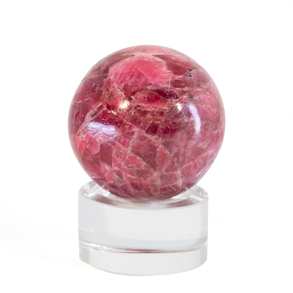 Pyroxmangite- Gem Rhodonite 1.7 inch .39lb Polished Crystal Sphere - Brazil - GGL-068 - Crystalarium