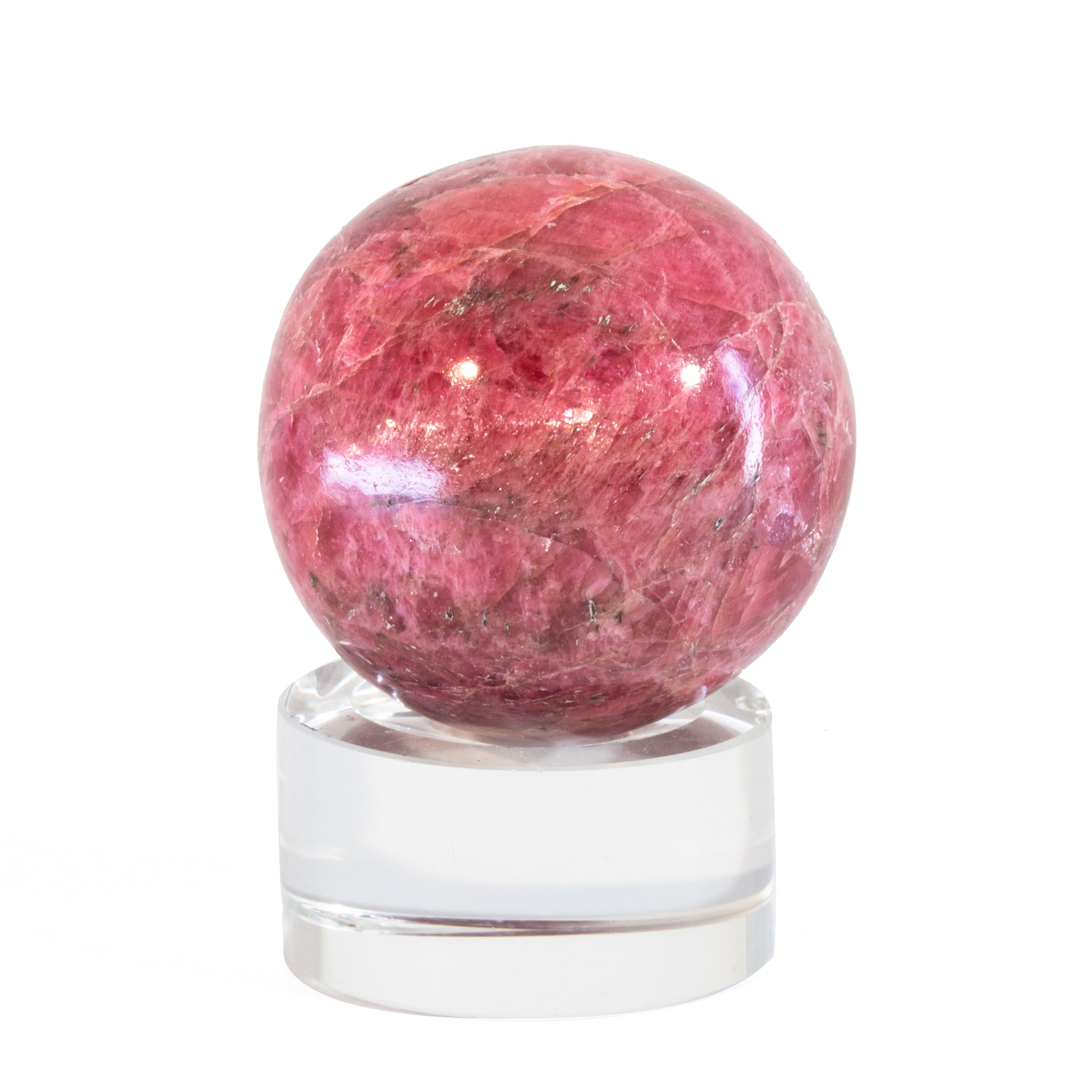 Pyroxmangite- Gem Rhodonite 1.7 inch .39lb Polished Crystal Sphere - Brazil - GGL-068 - Crystalarium