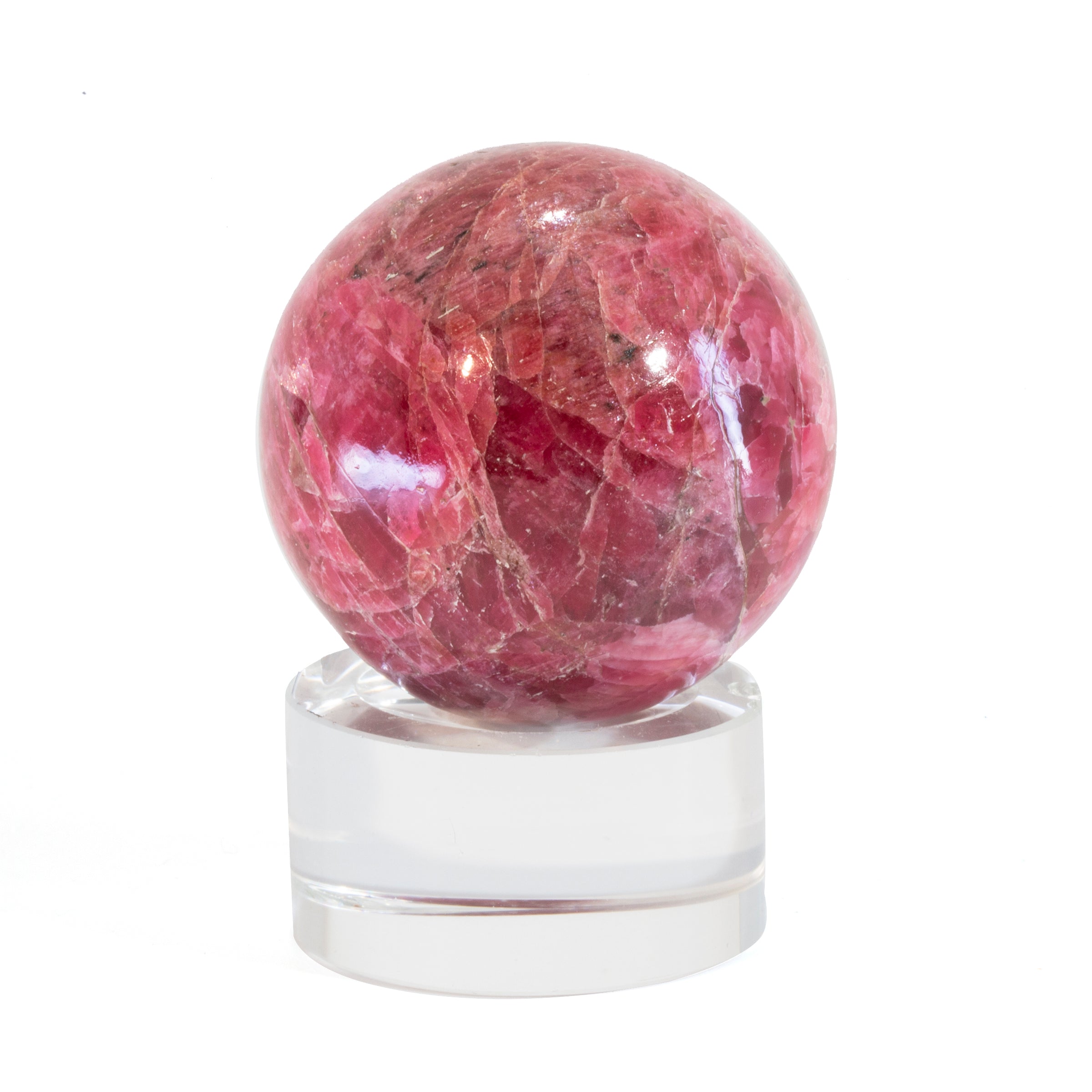 Pyroxmangite- Gem Rhodonite 1.7 inch .39lb Polished Crystal Sphere - Brazil - GGL-068 - Crystalarium