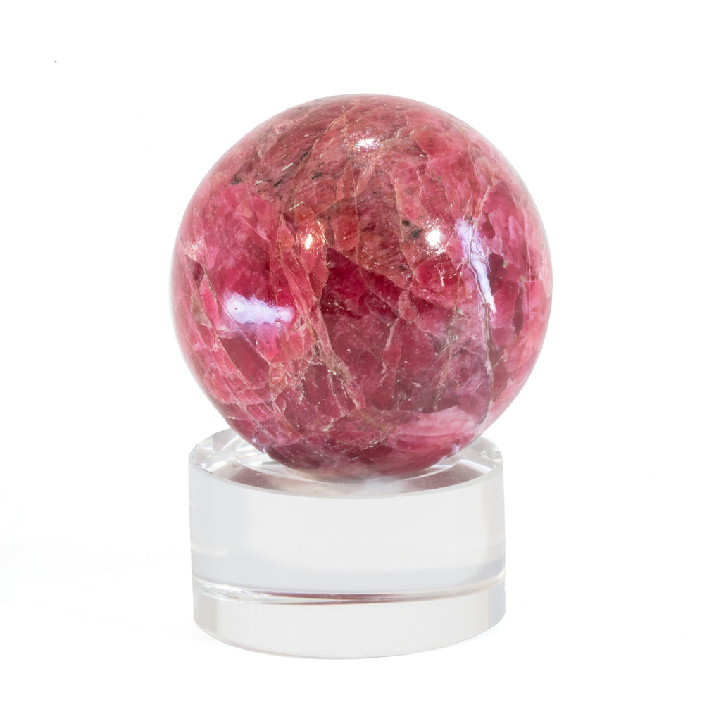 Pyroxmangite- Gem Rhodonite 1.7 inch .39lb Polished Crystal Sphere - Brazil - GGL-068 - Crystalarium