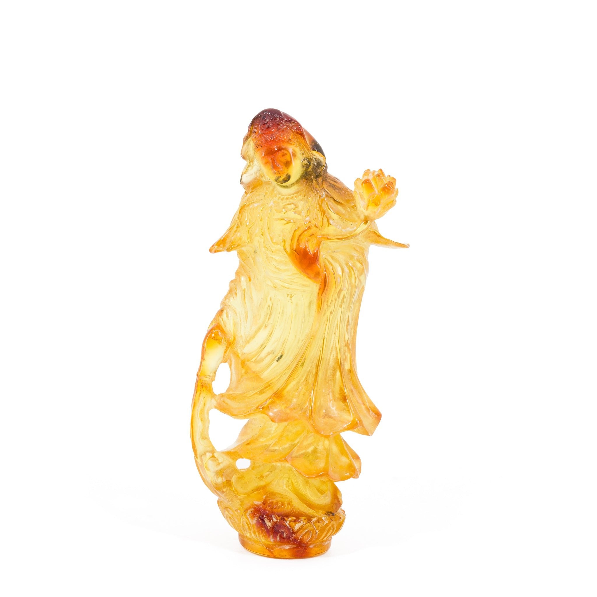 Amber Quan Yin 53.8mm 33.88 Carat Handcrafted Gemstone Carving - JTCON-006 - Crystalarium