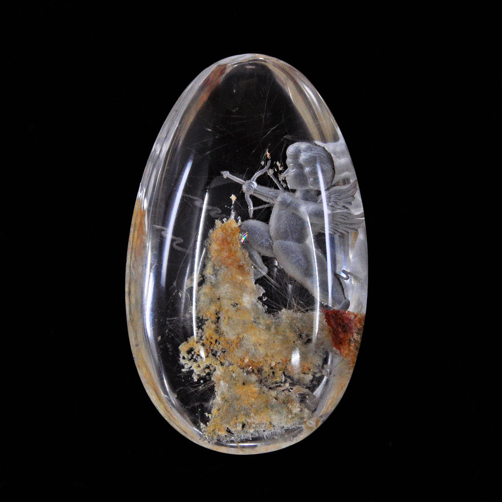 Rutilated Quartz 1.8 inch 22 gram with Chlorite Cupid Carving - China - CCF-004 - Crystalarium