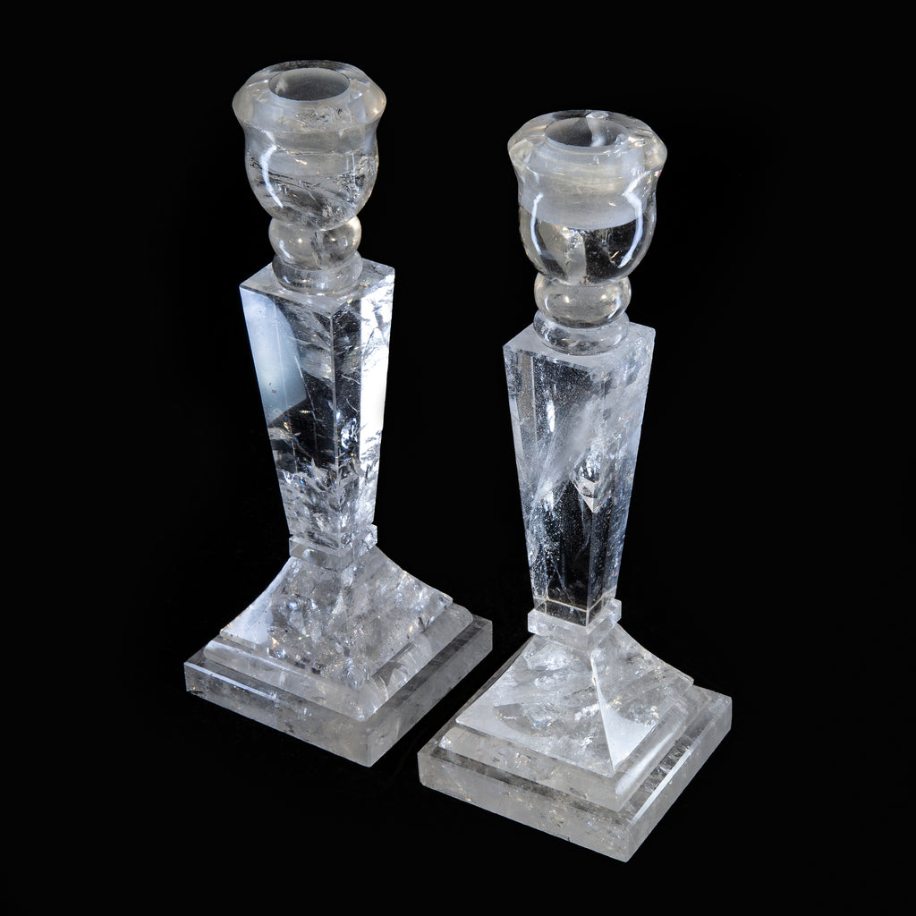 Clear Quartz 9.25 inch Crystal Candle Stick Pair - VR-028 - Crystalarium