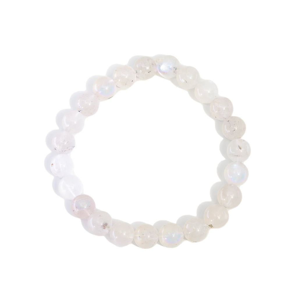 Rainbow Moonstone 8mm Beaded Bracelet - KKW-012 - Crystalarium