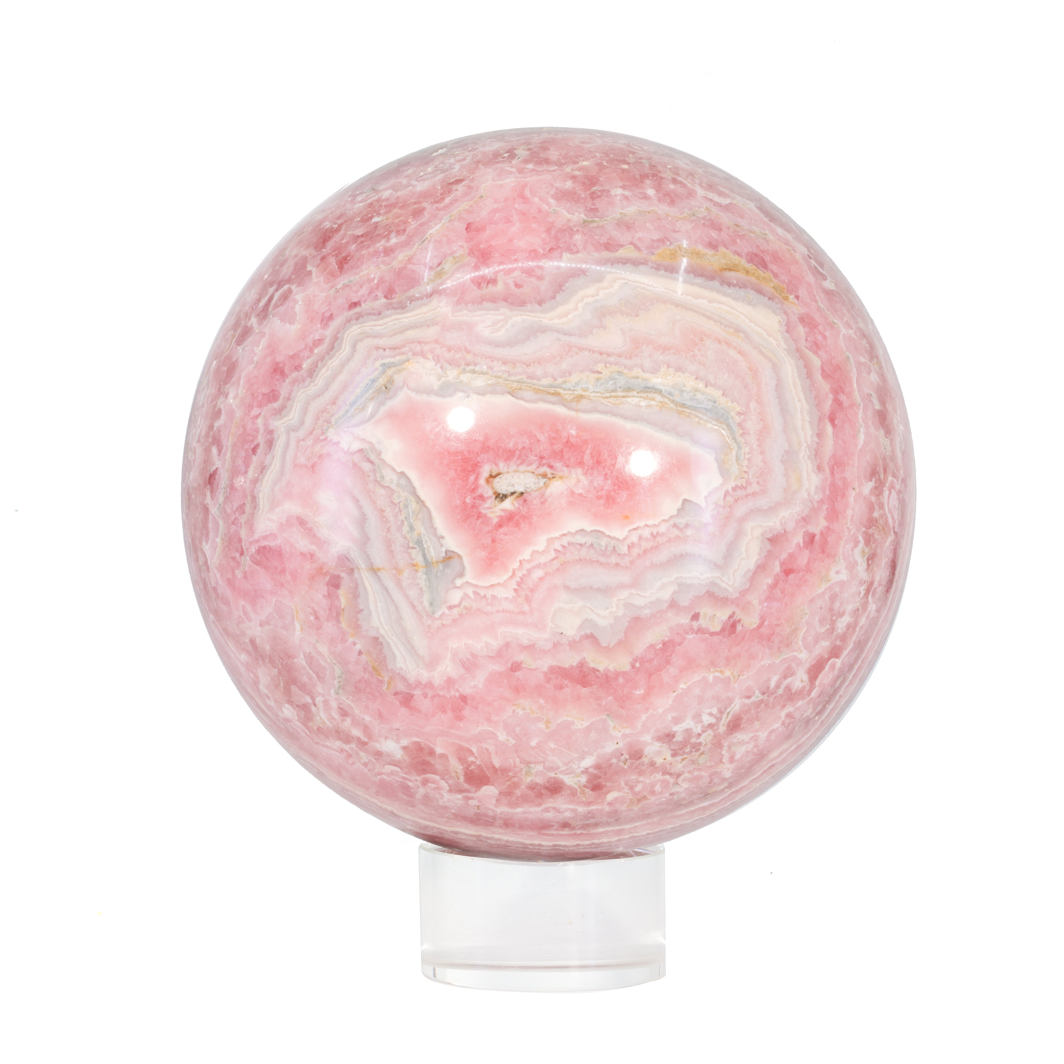 Rhodochrosite 5.6lb 4.4 inch Polished Crystal Sphere - Argentina - JJL-047 - Crystalarium