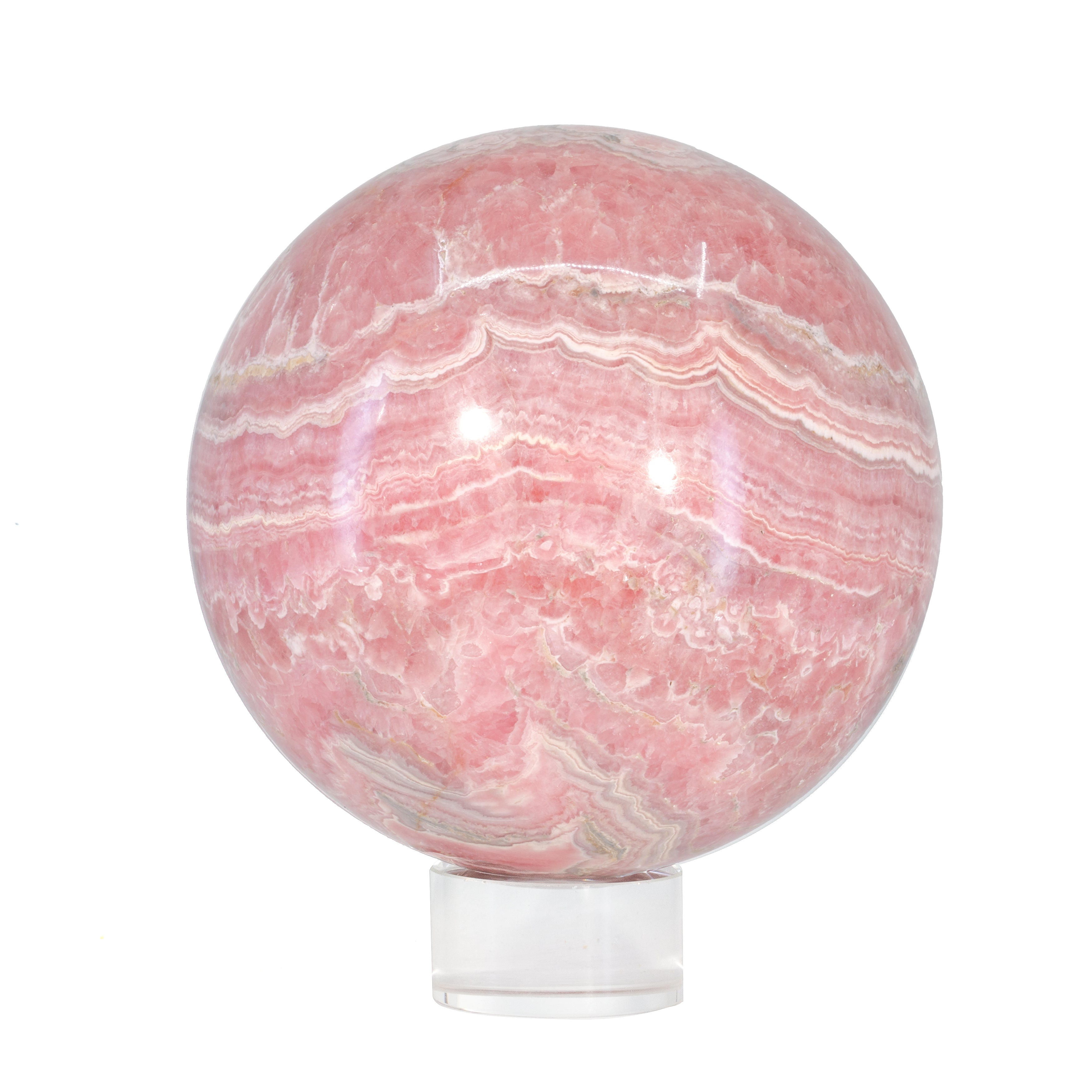 Rhodochrosite 5.6lb 4.4 inch Polished Crystal Sphere - Argentina - JJL-047 - Crystalarium