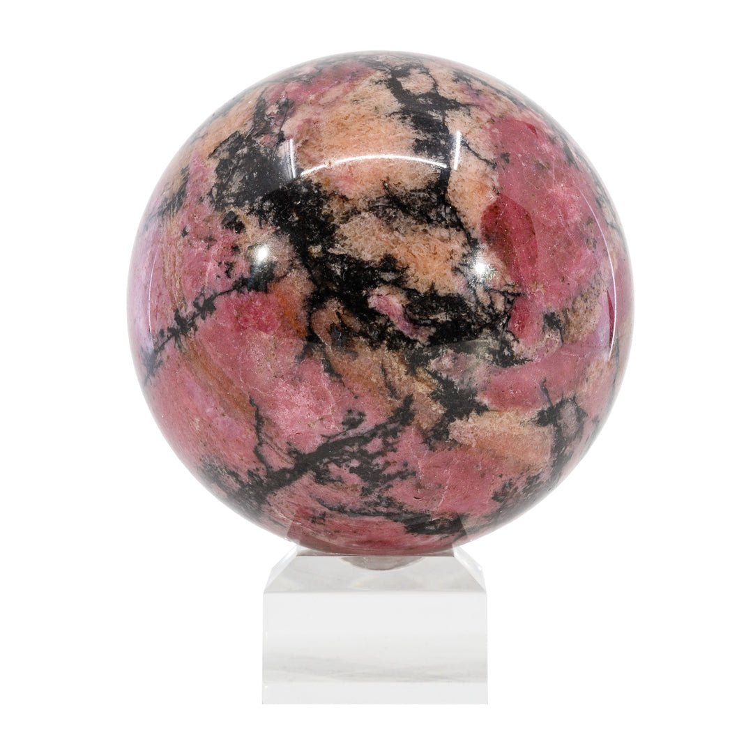 Rhodonite 3.36 inch 2.29lb Polished Crystal Sphere - Australia - BBL-168 - Crystalarium