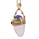 Rose Quartz with Tanzanite and Amethyst 14k Handcrafted Gemstone Vessel Pendant - BBO-314 - Crystalarium