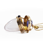 Rose Quartz with Tanzanite and Amethyst 14k Handcrafted Gemstone Vessel Pendant - BBO-314 - Crystalarium