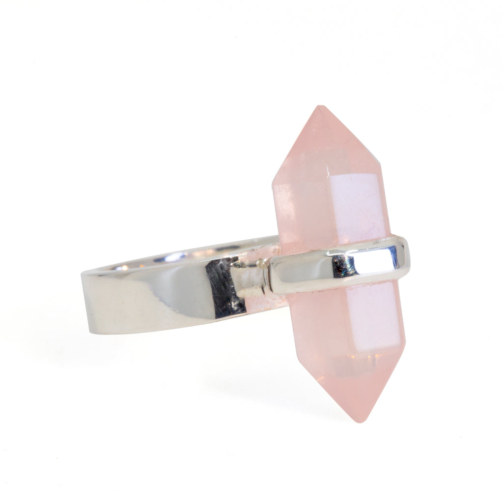 Rose Quartz 8.82 Carat Polished Crystal Handcrafted Sterling Silver Ring - JJO-214 - Crystalarium