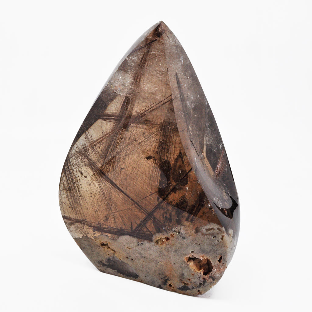 Rutilated Smoky Quartz 8 inch 5.6 lbs Natural Crystal Polished Flame - Brazil - GGH-089 - Crystalarium