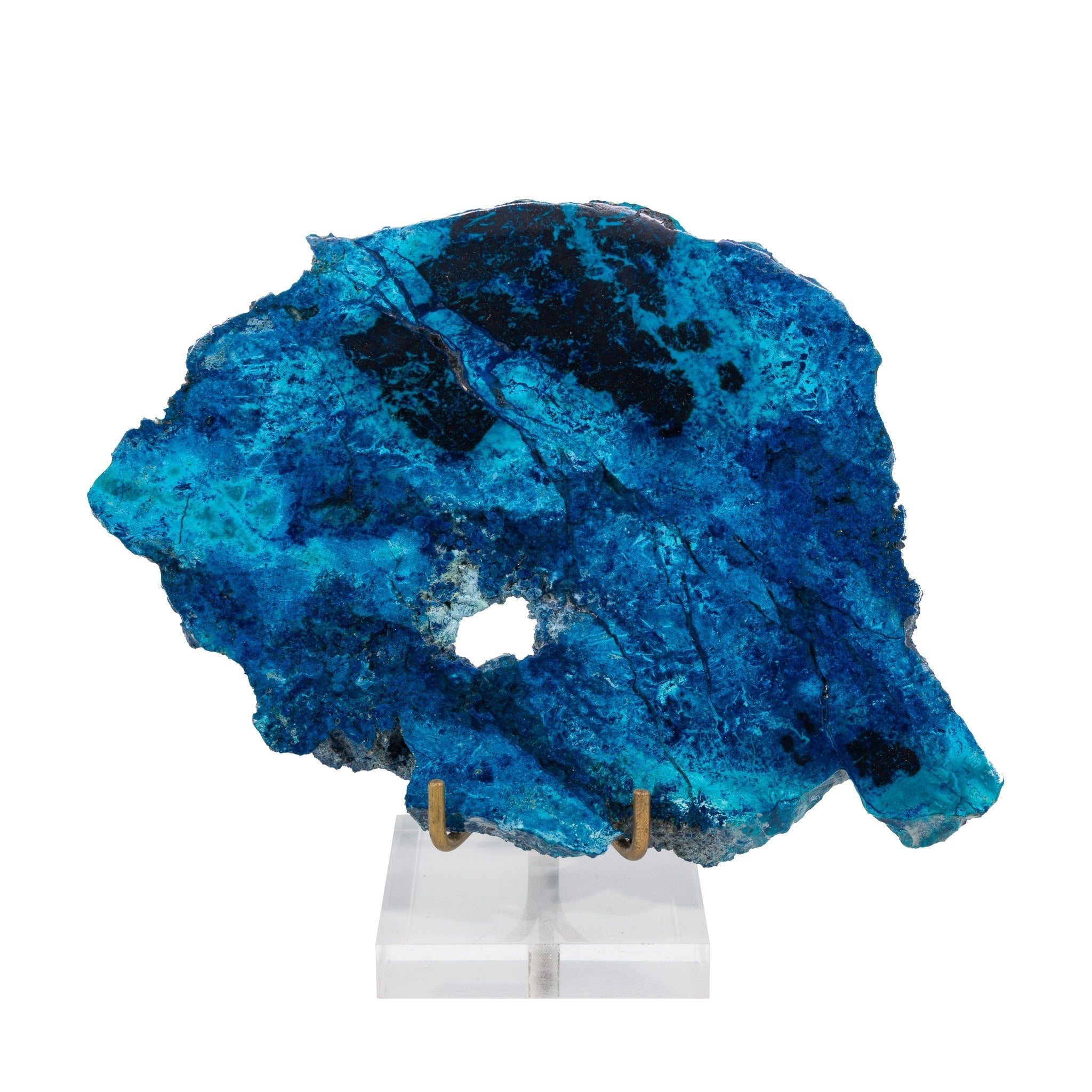 Chrysocolla & Shattuckite 7.2 Inch 408.29 Gram Polished Crystal Slice - Mexico - LLH-113 - Crystalarium