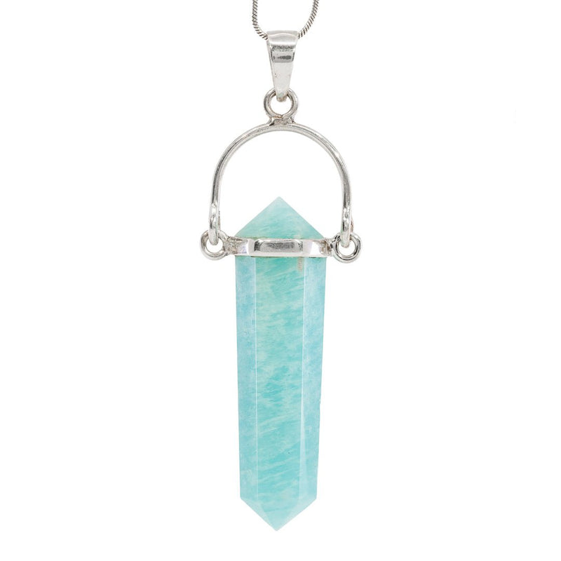 Amazonite Polished Crystal Sterling Silver Pendant - JJW-133 - Crystalarium
