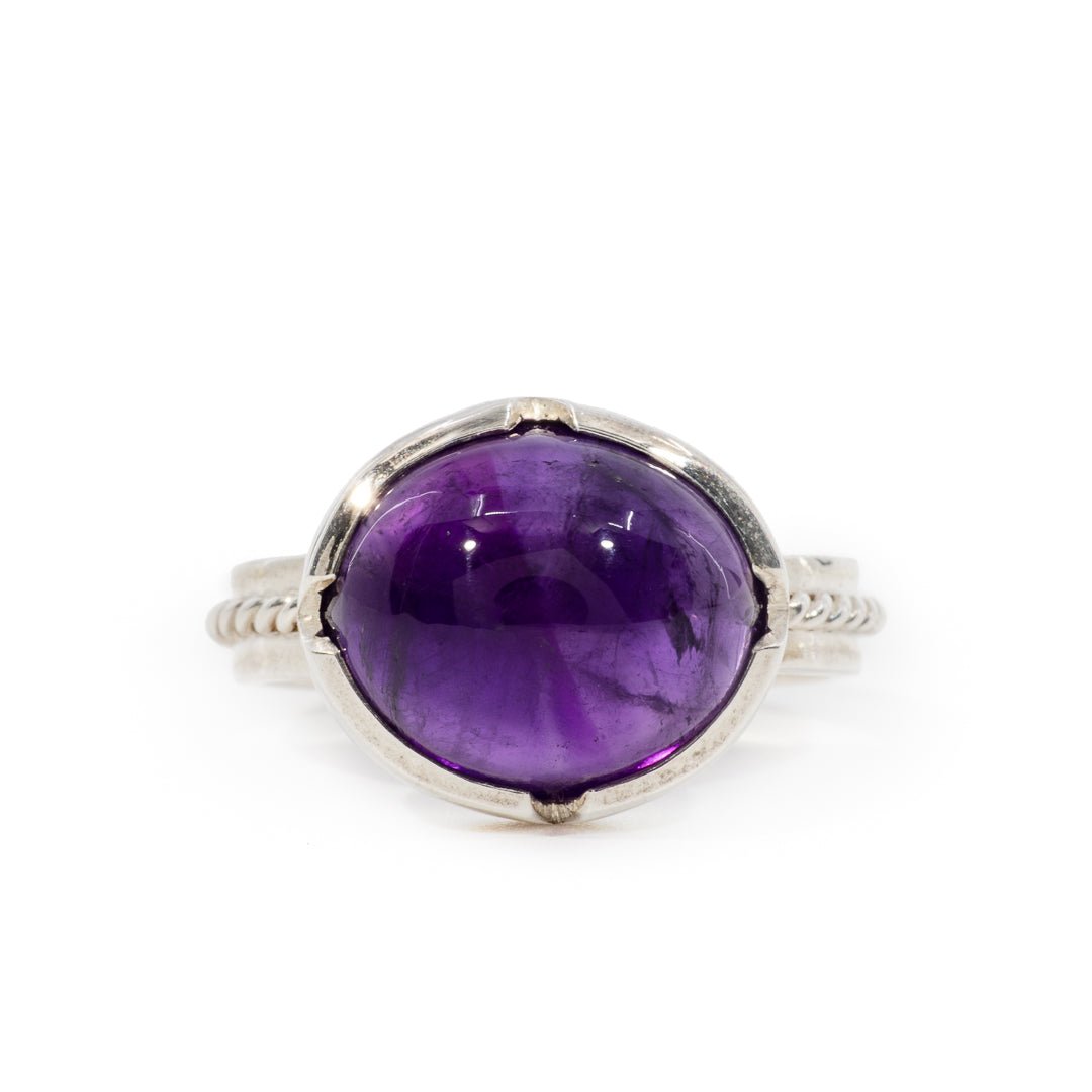 Amethyst 8.84 Carat Sterling Silver Handcrafted Gemstone Ring - JJO-090 - Crystalarium