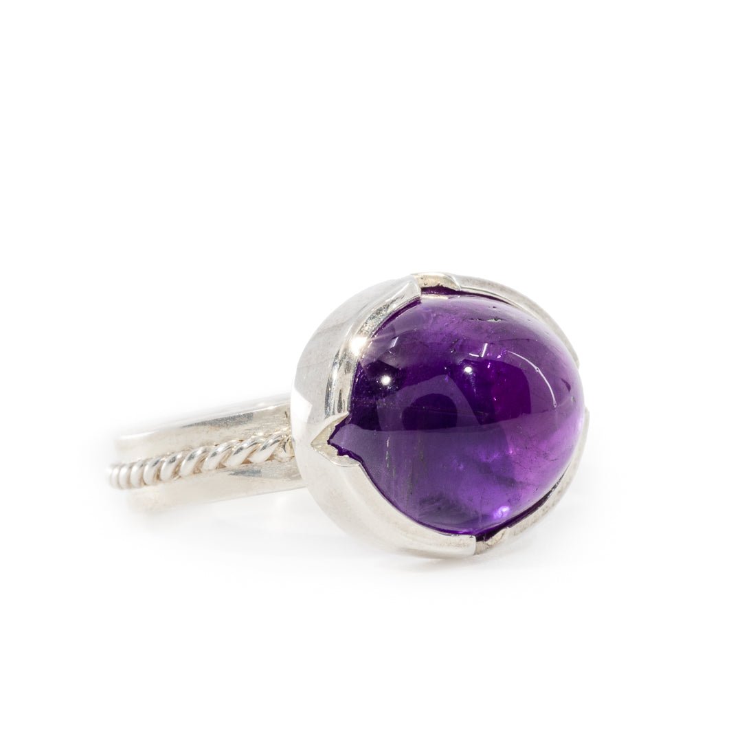 Amethyst 8.84 Carat Sterling Silver Handcrafted Gemstone Ring - JJO-090 - Crystalarium