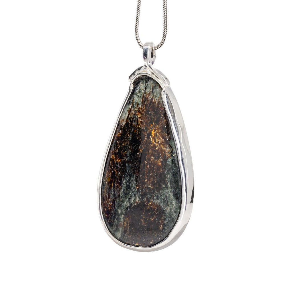 Astrophyllite 17 Carat Cabochon Handcrafted Sterling Silver Pendant - KKO-236 - Crystalarium