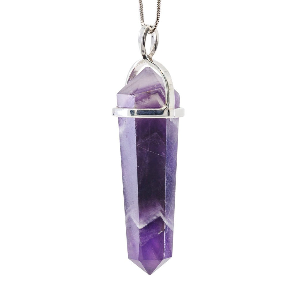 Chevron Amethyst 41.27 Carat Sterling Silver Handcrafted Polished Crystal Pendant - KKO-191 - Crystalarium