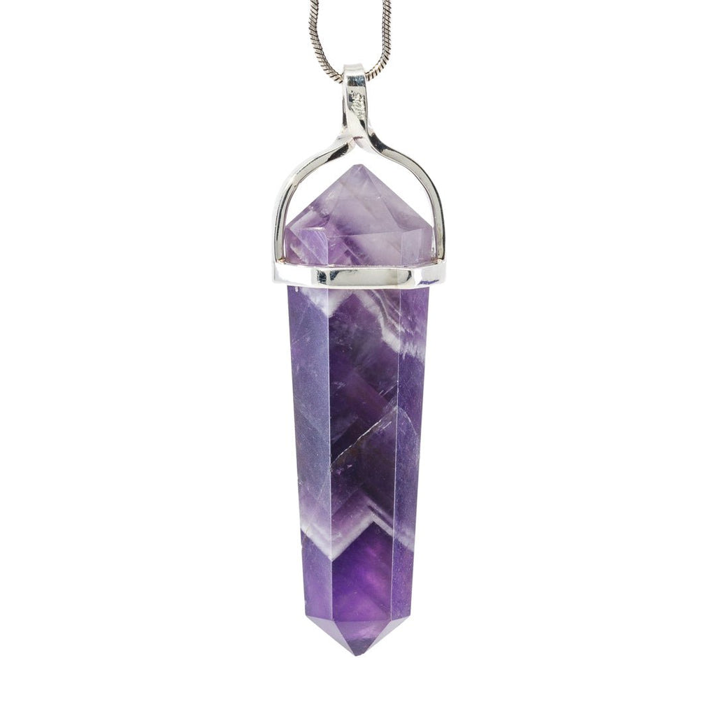 Chevron Amethyst 41.27 Carat Sterling Silver Handcrafted Polished Crystal Pendant - KKO-191 - Crystalarium