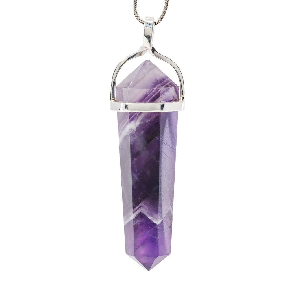 Chevron Amethyst 41.27 Carat Sterling Silver Handcrafted Polished Crystal Pendant - KKO-191 - Crystalarium