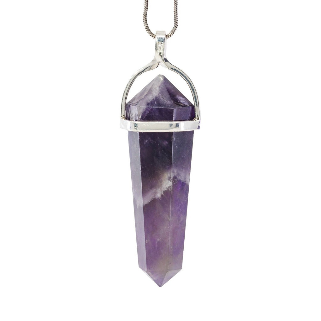 Chevron Amethyst 39.27 Carat Sterling Silver Handcrafted Polished Crystal Pendant - KKO-192 - Crystalarium
