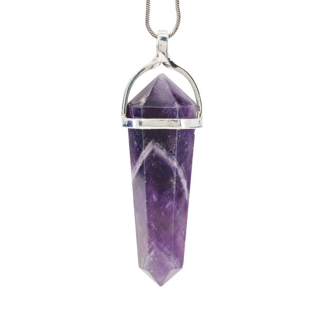 Chevron Amethyst 39.27 Carat Sterling Silver Handcrafted Polished Crystal Pendant - KKO-192 - Crystalarium