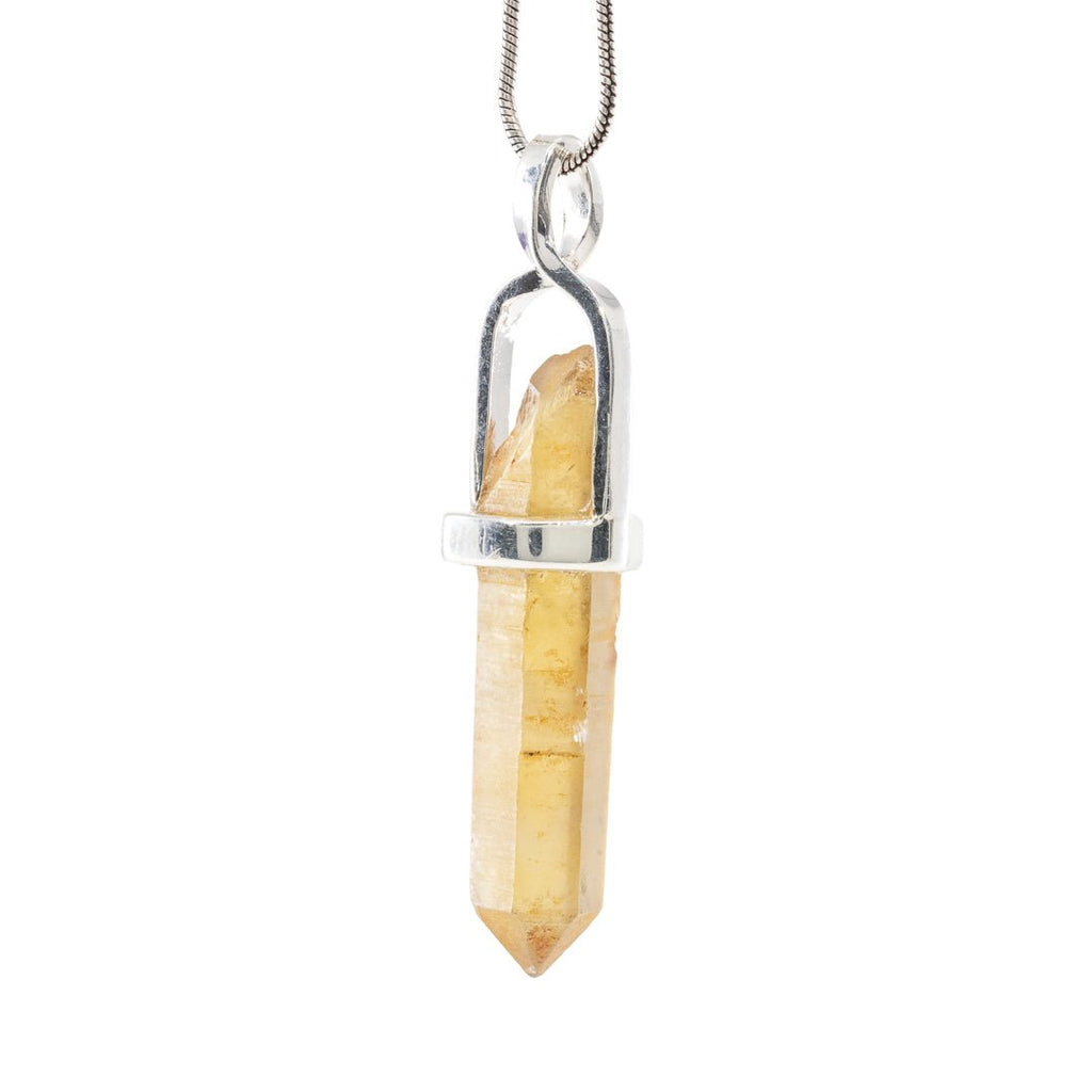 Zambian Citrine 10.08 Carat Sterling Silver Handcrafted Natural Crystal Twist Pendant - KKO-228 - Crystalarium