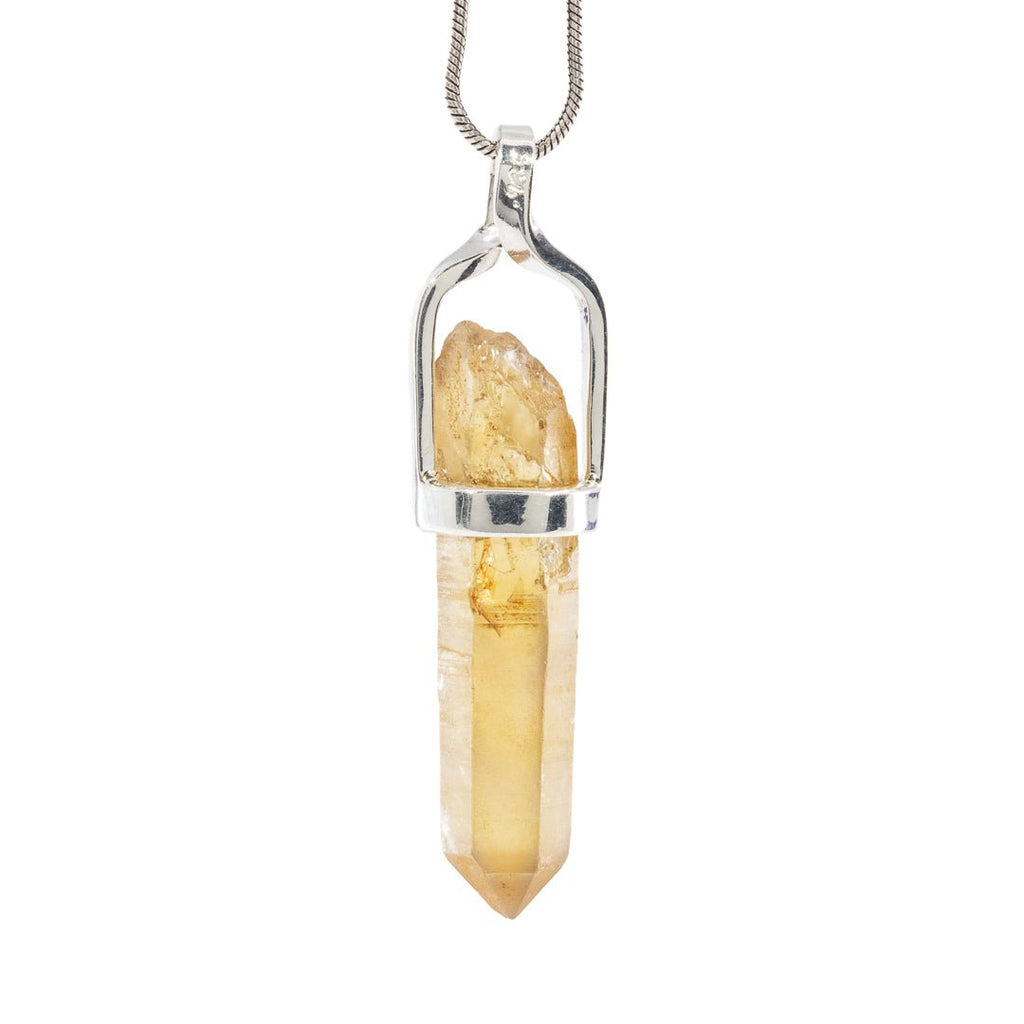 Zambian Citrine 10.08 Carat Sterling Silver Handcrafted Natural Crystal Twist Pendant - KKO-228 - Crystalarium