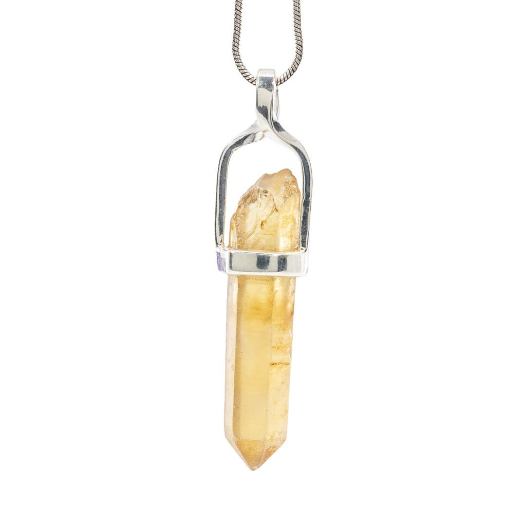 Zambian Citrine 10.08 Carat Sterling Silver Handcrafted Natural Crystal Twist Pendant - KKO-228 - Crystalarium