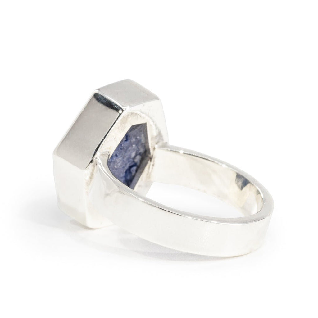 Dumortierite in Quartz 6.26 Carat Handcrafted Sterling Silver Ring - KKO-239 - Crystalarium