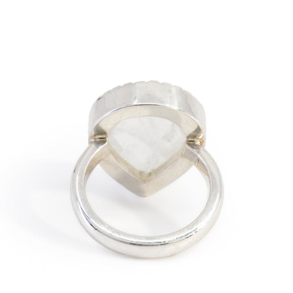 Moonstone 12.72 Carat Faceted Teardrop Handcrafted Sterling Silver Ring - KKO-019 - Crystalarium