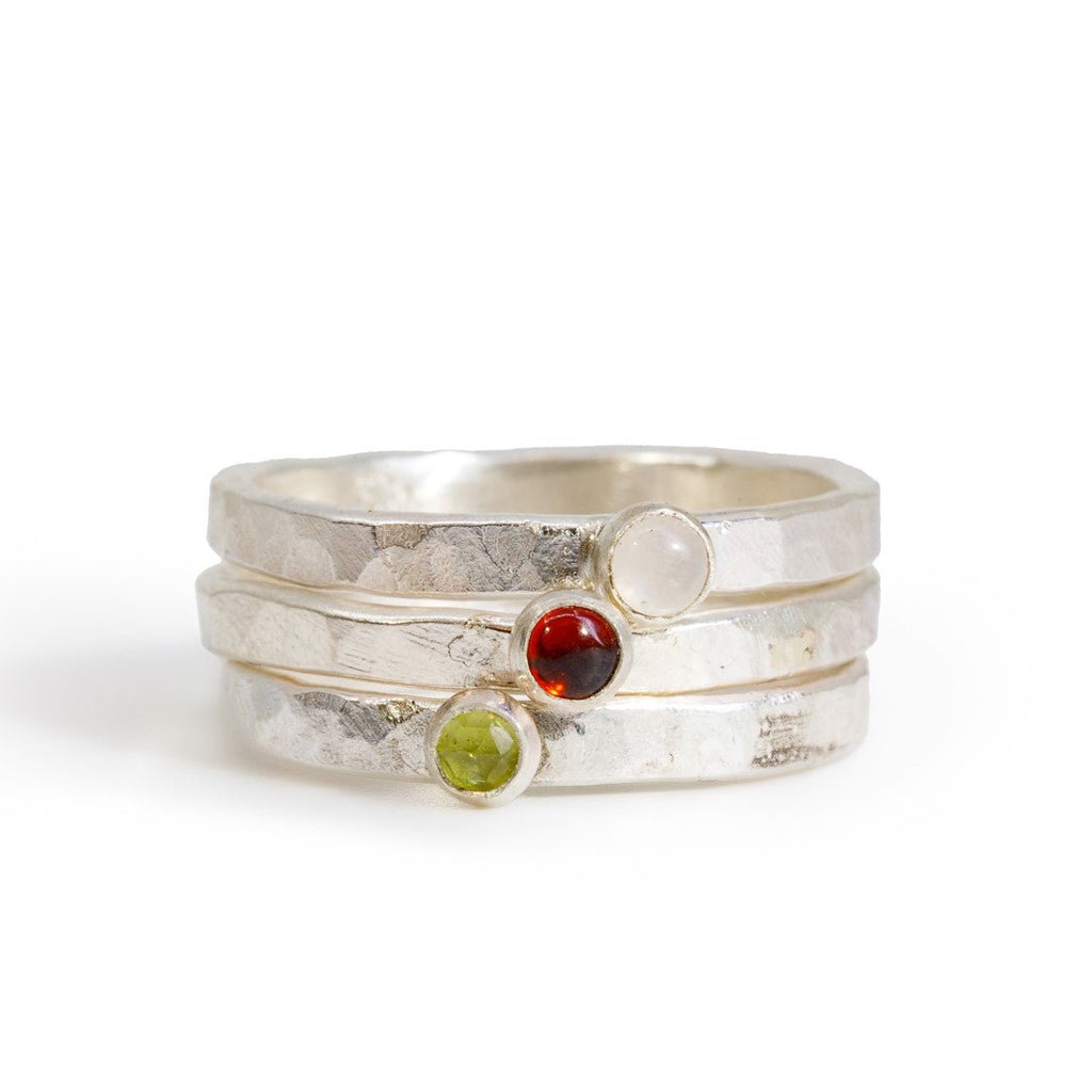 Garnet Stackable Sterling Silver Handcrafted Ring - Ceci Greco Designs - KKW-016 - Crystalarium