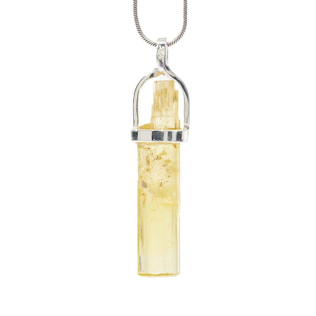 Heliodor 14.7 Carat Sterling Silver Handcrafted Natural Crystal Twist Pendant - KKO-229 - Crystalarium