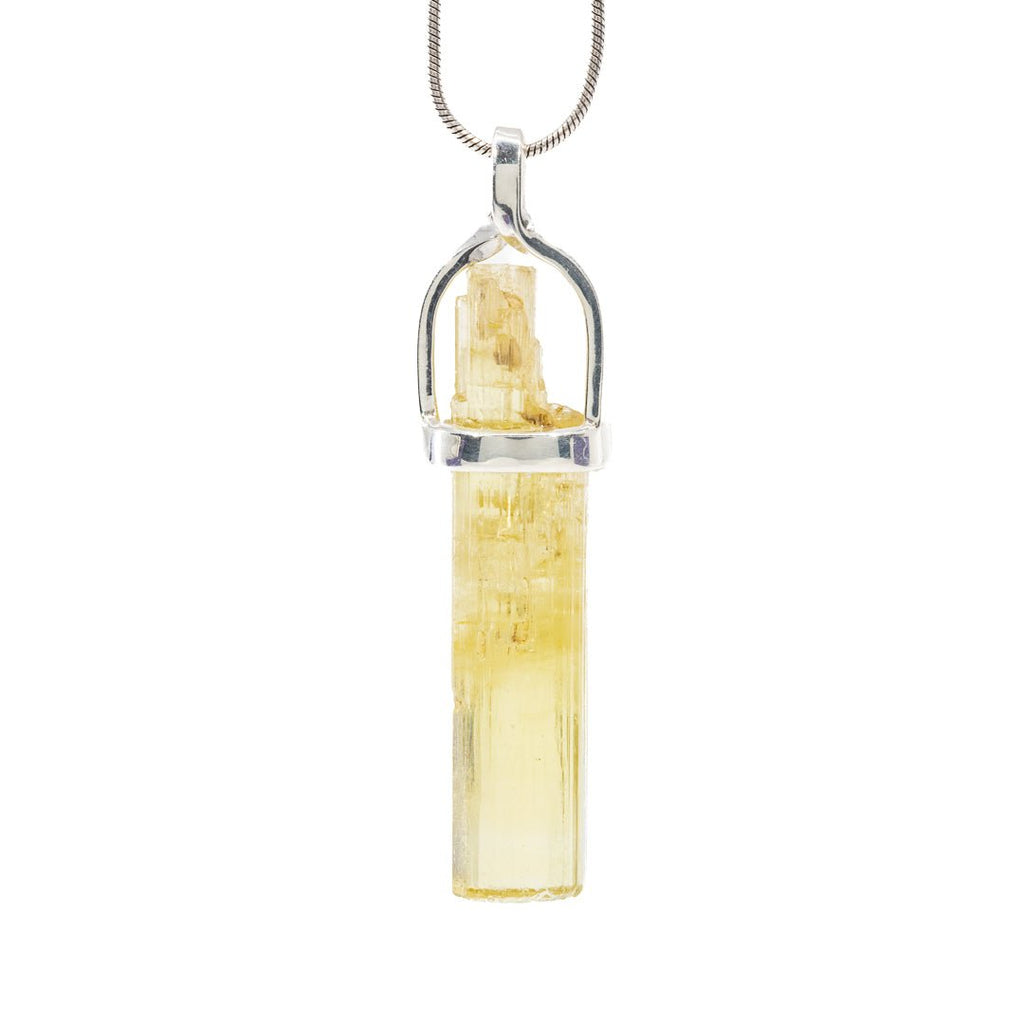 Heliodor 14.7 Carat Sterling Silver Handcrafted Natural Crystal Twist Pendant - KKO-229 - Crystalarium