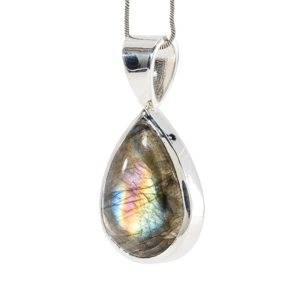 Labradorite 17.79 Carat Cabochon Handcrafted Sterling Silver Gemstone Pendant - LLO-010 - Crystalarium