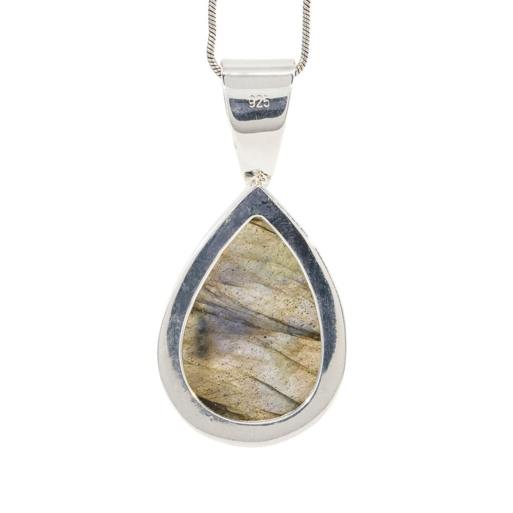 Labradorite 17.79 Carat Cabochon Handcrafted Sterling Silver Gemstone Pendant - LLO-010 - Crystalarium